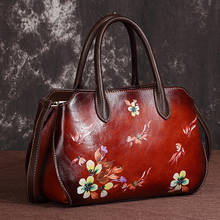 Genuine Leather Cross Body Women Tote Handbag High Quality Embossed Floral Bag Leisure Female Hobo Shoulder Messenger Bags 2024 - buy cheap