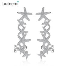 Starfish LUOTEEMI 2017 Nuevo Diseño de Moda Declaración de Cristal de la CZ Piercing Oreja Cartílago Stud Pendientes para Las Mujeres Brincos Joyería 2024 - compra barato