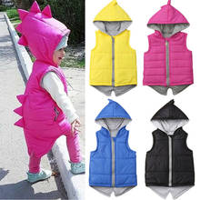 Colete de algodão acolchoado para bebês, casaco de princesa infantil de inverno para meninas com dinossauro 2024 - compre barato