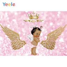 Yeele Девочка День рождения фон розовая корона крыло принцесса ребенок душ новорожденные дети пользовательские фотографии фон для фотостудии 2024 - купить недорого