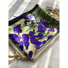 Pure 100% Silk Scarf female Printed famous painting  spring Silk scarfe fashion Women scarf 90  square  summer sunscreen 2024 - buy cheap