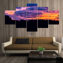 Wall Art Canvas Painting 5 Piece Decorative Poster New Fashion Office Home Mural Forest Dusk Minimalist Landscape Painting 2024 - buy cheap