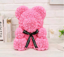 35 cm flor rosa urso caixa de presente flor ursinho de pelúcia espuma artificial urso dia dos namorados aniversário presente de natal decoração de casamento 2024 - compre barato