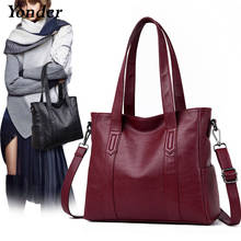 Large Capacity A4 Tote Shoulder Bag Women's Soft Leather Handbags Ladies China Big Casual Hand Bags for Women Female Black Wine 2024 - buy cheap