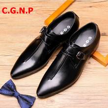 C.G.N.P/мужские кожаные туфли; Роскошные мужские туфли из натуральной кожи с острым носком; Итальянские модельные туфли дерби на шнуровке; Официальная обувь для мужчин 2024 - купить недорого