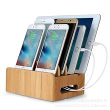 Bamboo Holder Cords Charging Station Docks Organizer for SmartPhone Tablets USB Charger WY81112 2024 - buy cheap