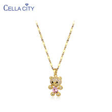 Cellacity Lovely Women's Necklace Chic Silver 925 Jewelry Gemstone Little Bear Cute teddy Pendant Charms Gift for Girl Wholesale 2024 - buy cheap