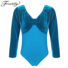 Kids Girls Dancewear Velvet One-piece Ballet Dance Gymnastic Leotard Costumes Long Sleeve Latin Dance Bodysuit Stage Performance 2024 - buy cheap