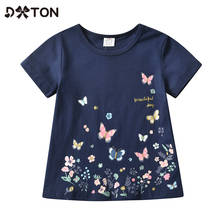 DXTON  Kids Short Sleeve T-shirts Butterfly Printed Girls Tees Cotton Children Toddlers Casual Clothing Summer Girls T-shirts 2024 - buy cheap