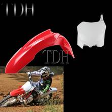 Motocross Plastic Front Name Number Plate+Supermoto Front Fenders Cover Dirt Mudguards For Honda CRF250R CRF450R 2009-2013 2024 - buy cheap