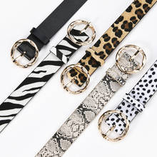 Cinturón ancho con estampado de serpiente y leopardo para mujer, nuevo estilo, a la moda, con hebilla redonda Irregular 2024 - compra barato