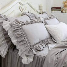2pcs pillow case European luxury big ruffle pillow cover handmade lace pillow cases embroidery pillow sham grey bedding textile 2024 - buy cheap