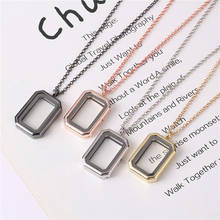 1Pc Rectangle Glass Living Memory Photo Relicario Locket Pendant Necklaces For Women Floating Medaillon Collier Jewelry Bulk 2024 - buy cheap