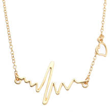 Free shipping Wave Heart Necklace ECG Heartbeat Golden Pendant Charm Lightning Necklace for Women Fashion Jewelry Accessories 2024 - buy cheap