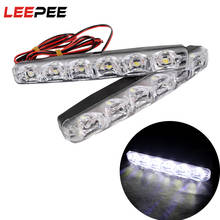 Leepee 1 par de luzes led drl para circulação em carro, 6 leds dc 12v, para faróis de neblina automotivos, super brilhantes 2024 - compre barato