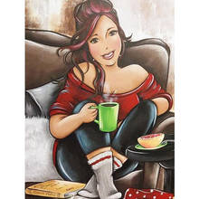 Diamond Painting Diamond embroidery 5d diy full square Cartoon coffee Lady diamond mosaic diamond paint round daimond painting 2024 - buy cheap