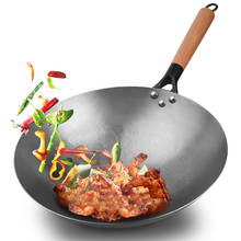 Wok de hierro hecho a mano, sartén antiadherente tradicional, sin recubrimiento, para cocina de Gas, Wok chino de hierro fundido 2024 - compra barato