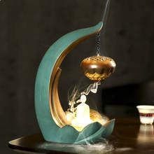 Queimador de incenso cascata, caixa de incensário com suporte de luz led, decoração de cerâmica 2024 - compre barato