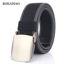 BOKADIAO Men&Women fashion Nylon belt luxury Metal buckle Stretch elastic canvas Belts for men casual jeans waistband male strap 2024 - купить недорого