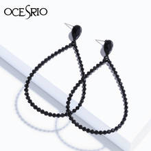 OCESRIO Vintage Black Earrings For Woman Large Earrings With Stones Teardrop Crystal Big Hanging Glitter Fashion Jewerly ers-n97 2024 - buy cheap