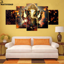 Pintura en lienzo de arte budista, imagen impresa de elefante y Buda, sala de estar póster para, dormitorio, decoración del hogar de fe, arte estético 2024 - compra barato