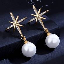 Fashion Gold&silver Color Earrings Simulated Pearl Crsytal Star Dangle Earring for Women Boucle Femme Beaded Earrings Boho 2024 - buy cheap