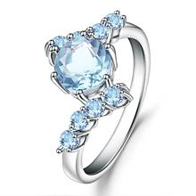 GEM'S BALLET Real 925 Sterling Silver Wedding Rings Fine Jewelry 1.66Ct Round Natural Sky Blue Topaz Gemstone Ring for Women 2024 - buy cheap