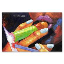 Modern New Colors Abstract Bar Wall Decoration Canvas Oil Painting Art Hand Painted Man Smoking Picture Paintings Hot Selling 2024 - buy cheap