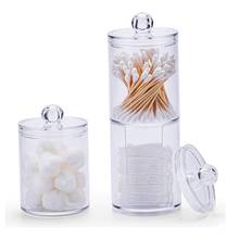 3Pcs Clear Cotton Ball and Swab Holder with Lid, Dispenser Storage Jars for Make Up Pads, Cosmetics, Bathroom 2024 - buy cheap