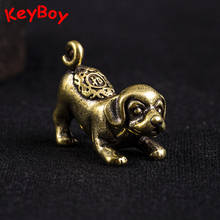 Solid Brass Cute Dog Pendants for Keychain Jewelry Copper Lucky Zodiac Animal Dogs Figure Car Key Chain Ring Hanging Decorations 2024 - buy cheap