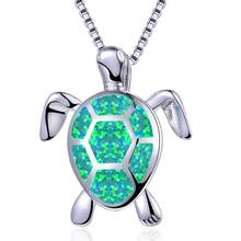 Big Turtle Pendants Necklaces For Women Luxury Green Purple White Blue Fire Opal Necklace Female Silver Color Wedding Necklace 2024 - buy cheap