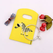Mini bolsa de joias amarela com estampa zebra, sacos de plástico 9x15cm, 50 peças, presentes artesanais, sabonete para doces, embalagem de joias com alça 2024 - compre barato