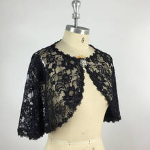 2021 Elegant Women Black Lace Bolero Wedding Shawl Bridal Jacket With Brooch 2024 - buy cheap