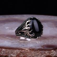 Hip-Hop Trend Creative Silver-Plated Scorpion Black Stone Rings for Men Rock Party Accessories 2024 - купить недорого