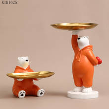 Bandeja de almacenamiento de oso Polar para decoración del hogar, escultura de animales de dibujos animados de resina, color naranja, creativa, para llaves y dulces 2024 - compra barato