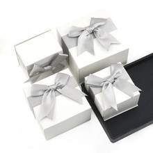 Caixas de embalagem de joias em papel cinza, caixa de joias com nó cinza, caixa de embalagem de ornamento, atacado 2024 - compre barato