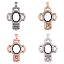 5Pcs/lot Metal Cross Floating Glass Locket Charms Making  Aromatherapy Perfume Gift Jewelry Aceessories 2024 - buy cheap