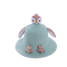 XEONGKVI-sombrero de paja con diseño de pingüino para niño y niña, gorro de paja con diseño de dibujos animados de Europa, América y la playa, para primavera y verano 2024 - compra barato