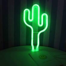 Letrero de neón de Cactus verde LED para decoración de pared, luces de noche de neón operadas por USB o batería, lámpara de arte para decoración de pared, luz de mesa 2024 - compra barato