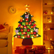 Behogar 24 días calendario de adviento de fieltro árbol de Navidad cuenta atrás adornos colgantes con cadena de luz para decoraciones de pared de Navidad 2024 - compra barato
