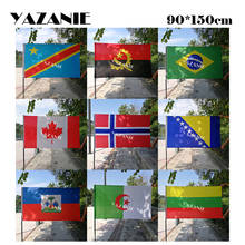 YAZANIE-Bandera impresa de poliéster, 90x150cm, de Brasil, África, Canadá, Noruega, Albania, Haiti, Argelia, Austria 2024 - compra barato