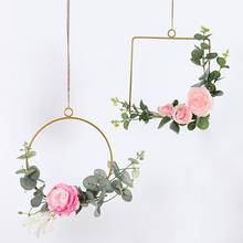 Anel de metal de coroa de flores, anel triangular quadrado para festa, decoração diy, argola de pendurar, ornamento, suporte de flores 2024 - compre barato