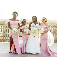 YiMinpwp розовое платье подружки невесты с открытыми плечами и разрезом по бокам, платье подружки невесты, платье подружки невесты 2024 - купить недорого