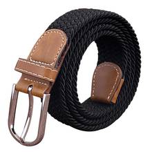 Men Women Fashion Braided Elastic Stretch Metal Buckle Belt Strap Waistband 2024 - buy cheap