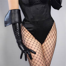 Guantes de cuero largos de doble capa para mujer, guantes Extra largos de imitación de cuero con pantalla táctil, color negro, 65cm, WPU171-4 2024 - compra barato