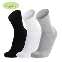 Calcetines deportivos resistentes al desgaste para hombre, medias de Color sólido, Color negro, blanco y gris, para caminar, atlético, 3 pares 2024 - compra barato