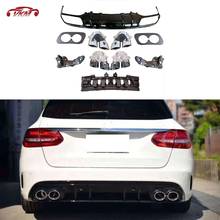 Rear Bumper Lip Diffuser with Exhaust Tips for Benz C Class W205 C205 C43 C63 AMG 2015-2020 ABS Back Trim Cover Car Styling 2024 - buy cheap