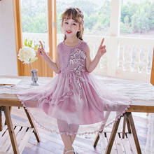 Elgant Kids Sleeveless Embroidery Lace Princess Dress For Flower Girls Summer Clothes Children Bridesmaids Party Evening Dresses 2024 - buy cheap