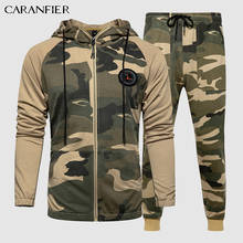 CARANFIER Men Hooded Sweatshirt+pants Pullover Hoodie 2 Piece Sets Tracksuit Sportwear Suit Male Camouflage Joggers Sets Clothes 2024 - buy cheap