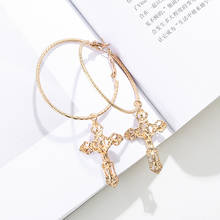 VG 6YM 2021 New  Cross Drop Earrings for Women Gold Silver Color Dangle Earrings Wedding Jewelry Gifts Accessories Wholesale 2024 - buy cheap